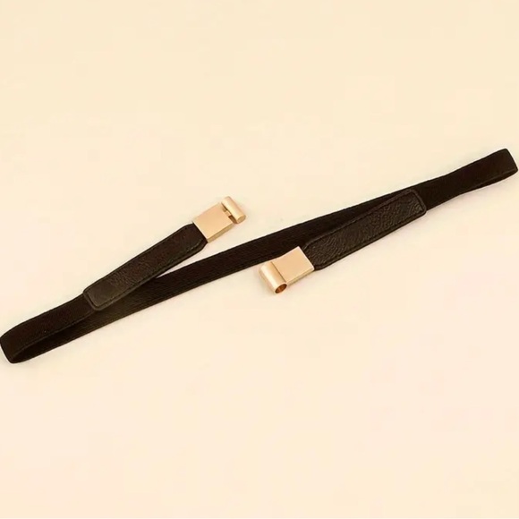 NEW| Women’s 1pc Golden Buckle Classic Skinny Cinch Elastic Waist Belt - Picture 2 of 5